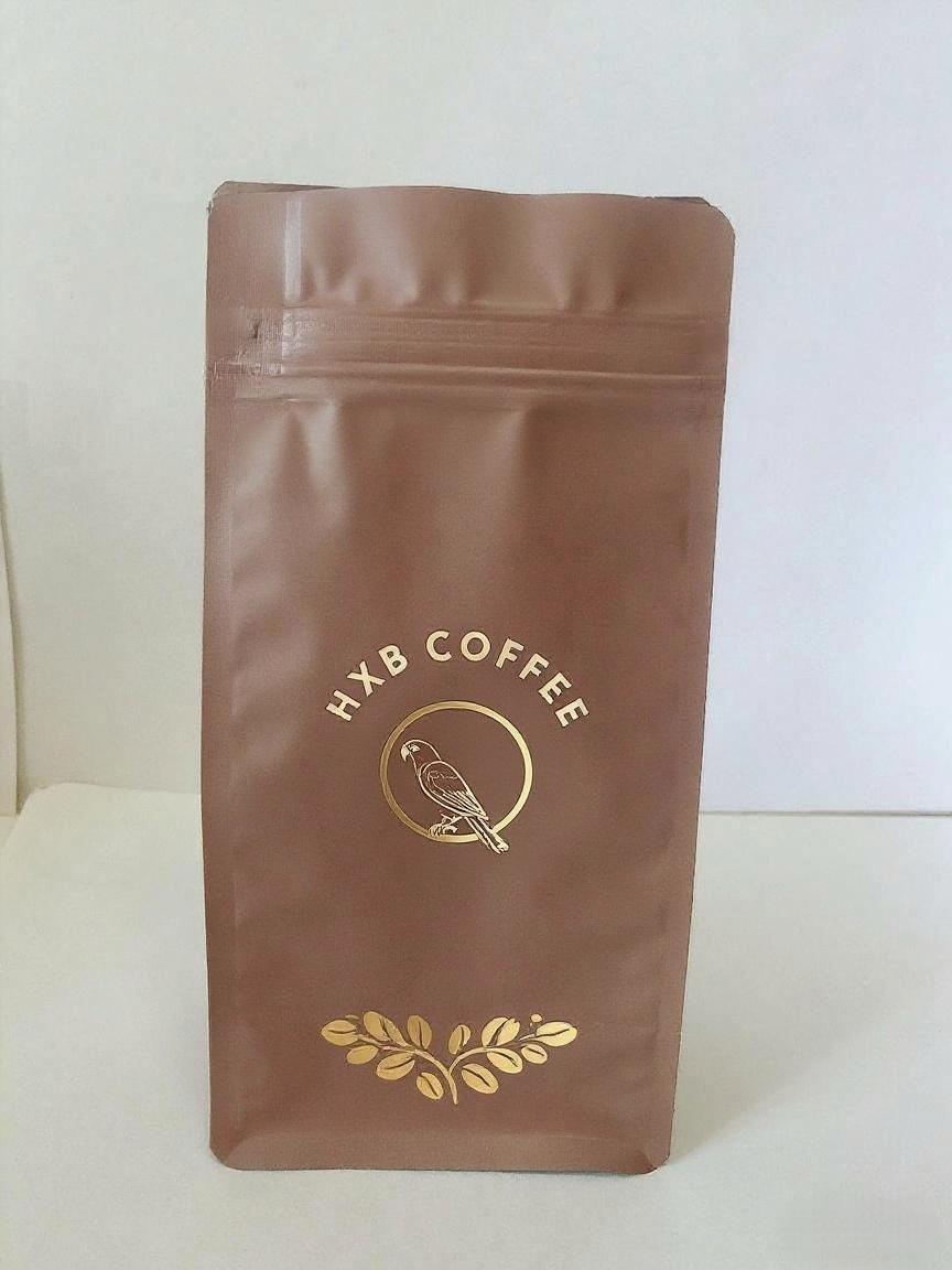 500G Hot Stamping Foil Flat Bottom Coffee Bag Zip Lock Block Bottom Pouch With Custom Print And Valv