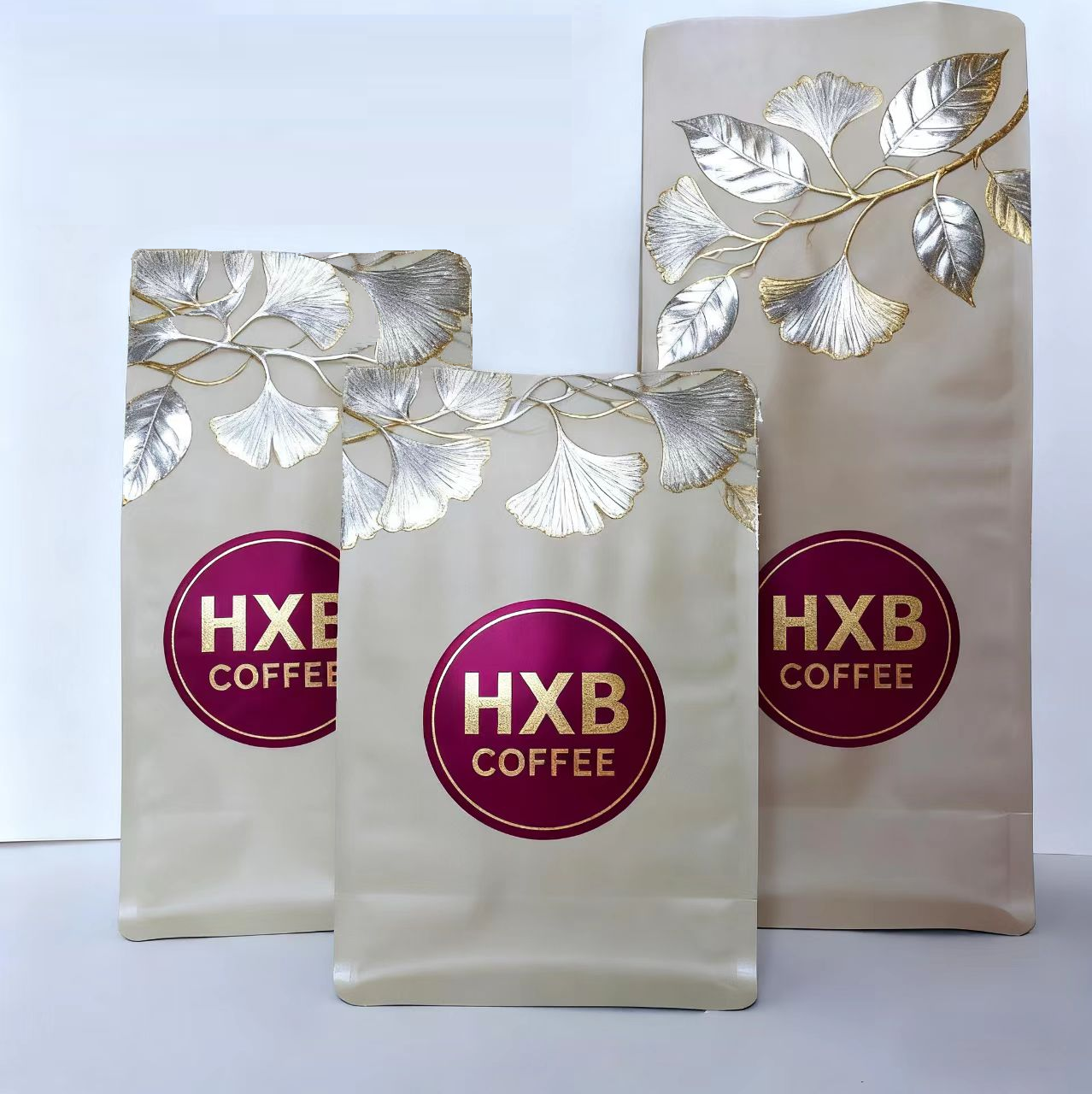 Aluminum Foil Coffee Packaging Flat Bottom Box Bottom Pouch With Custom Printing And Ziplock