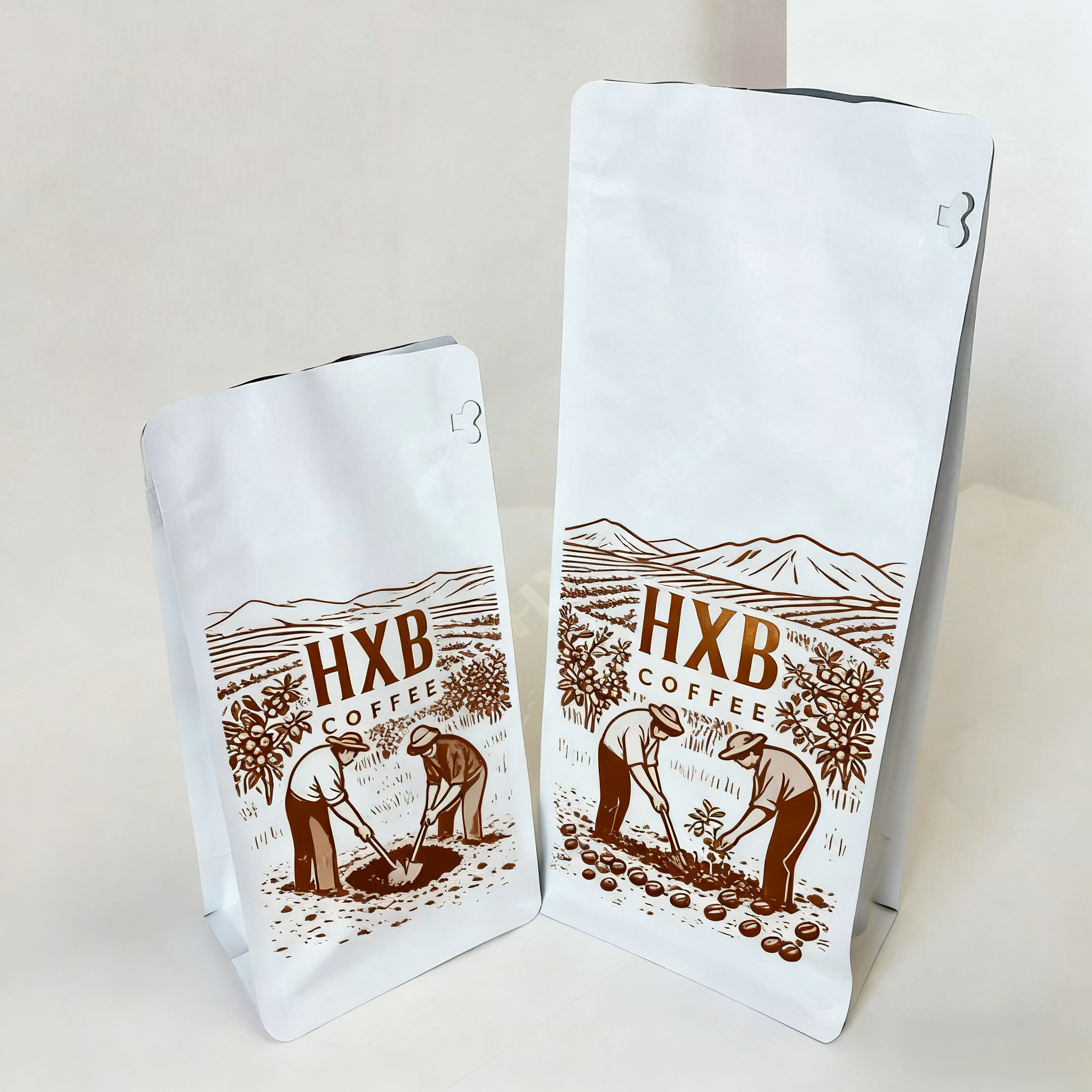 Resealable Zipper Flat Bottom Coffee Bag Metalized Block Bottom Pouch With Custom Printing And Valve