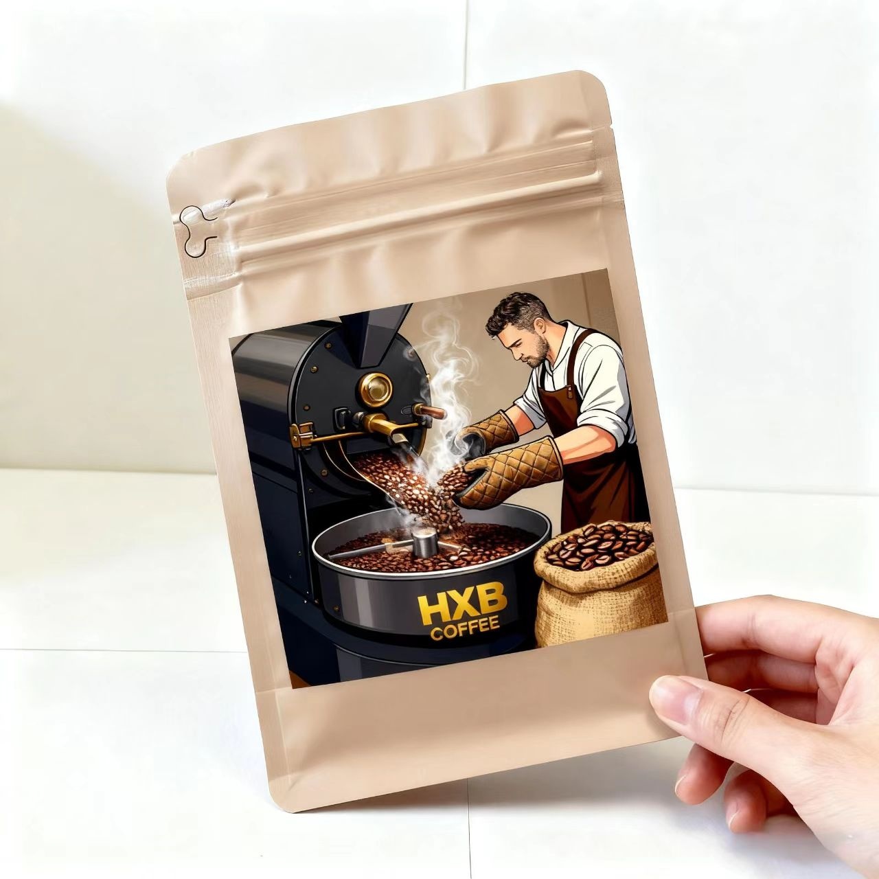 250g Coffee Bag With Block Bottom Metallized Laminated Custom Printing Zipper And Valve