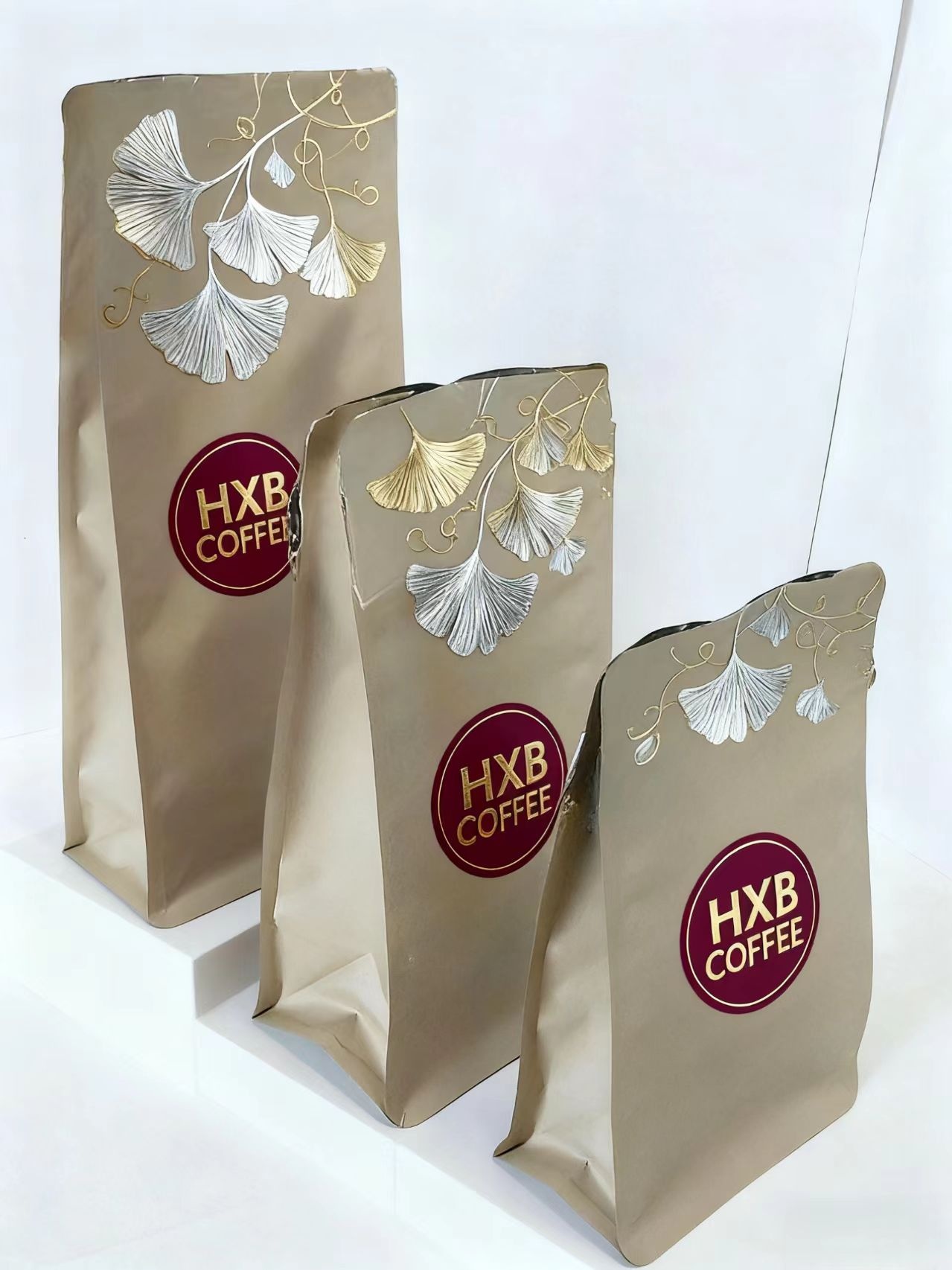 250G Aluminum Foil Flat Bottom Coffee Bag Zip Lock Block Bottom Pouch With Custom Print And Valve